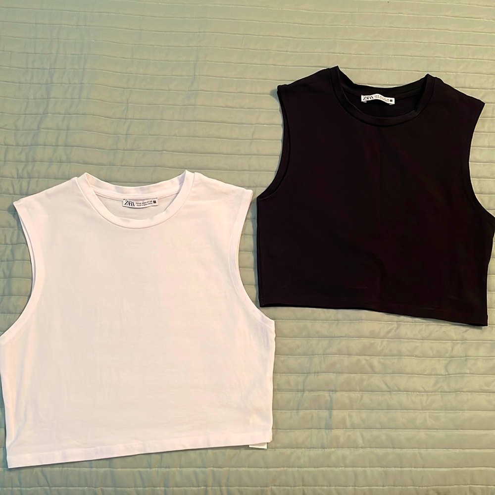Two Zara crop tops.
